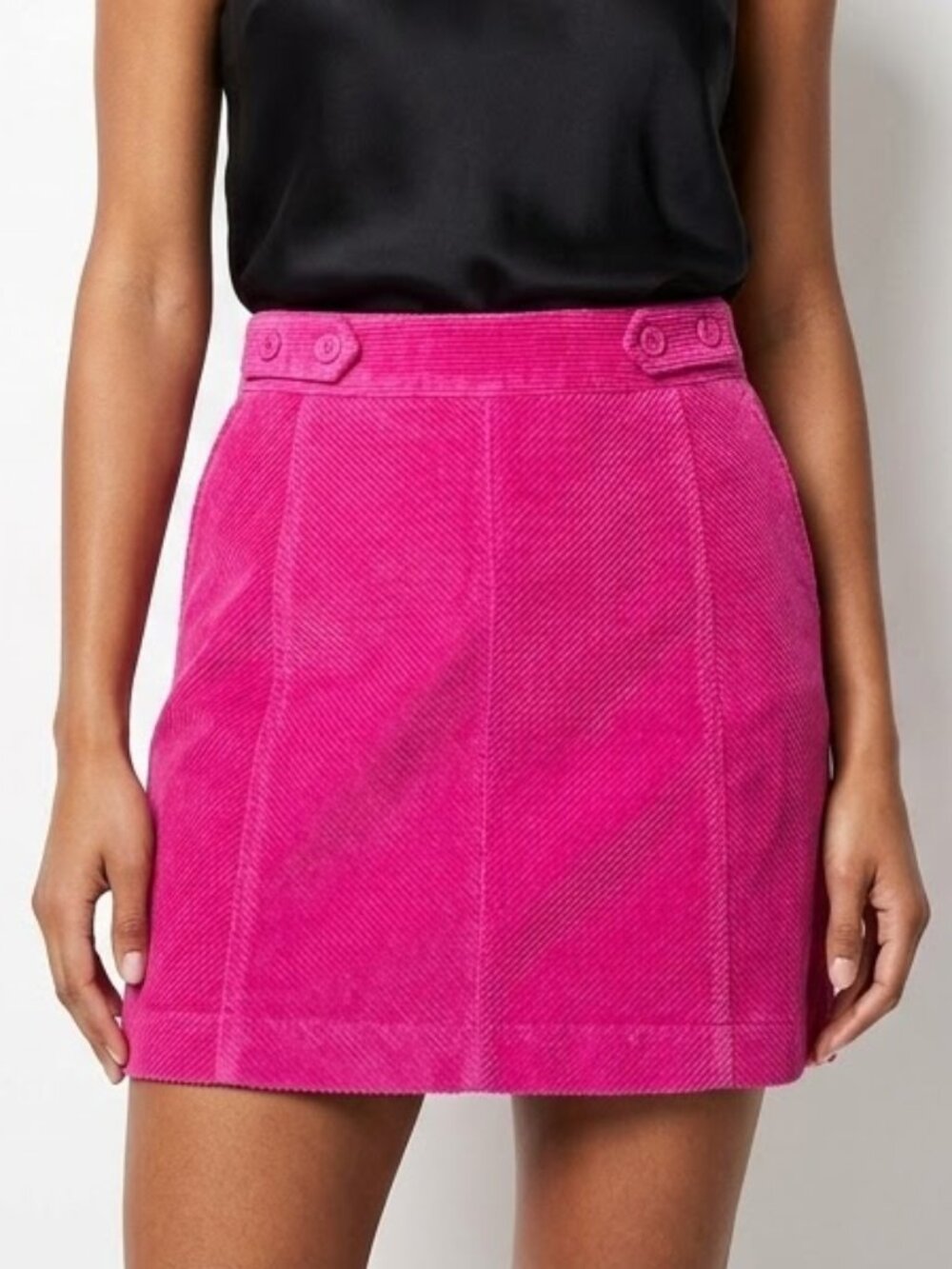 Charter Club Y2K Indie Sleaze Fuchsia Corduroy Mini Skirt Leopard Trim Sz 14